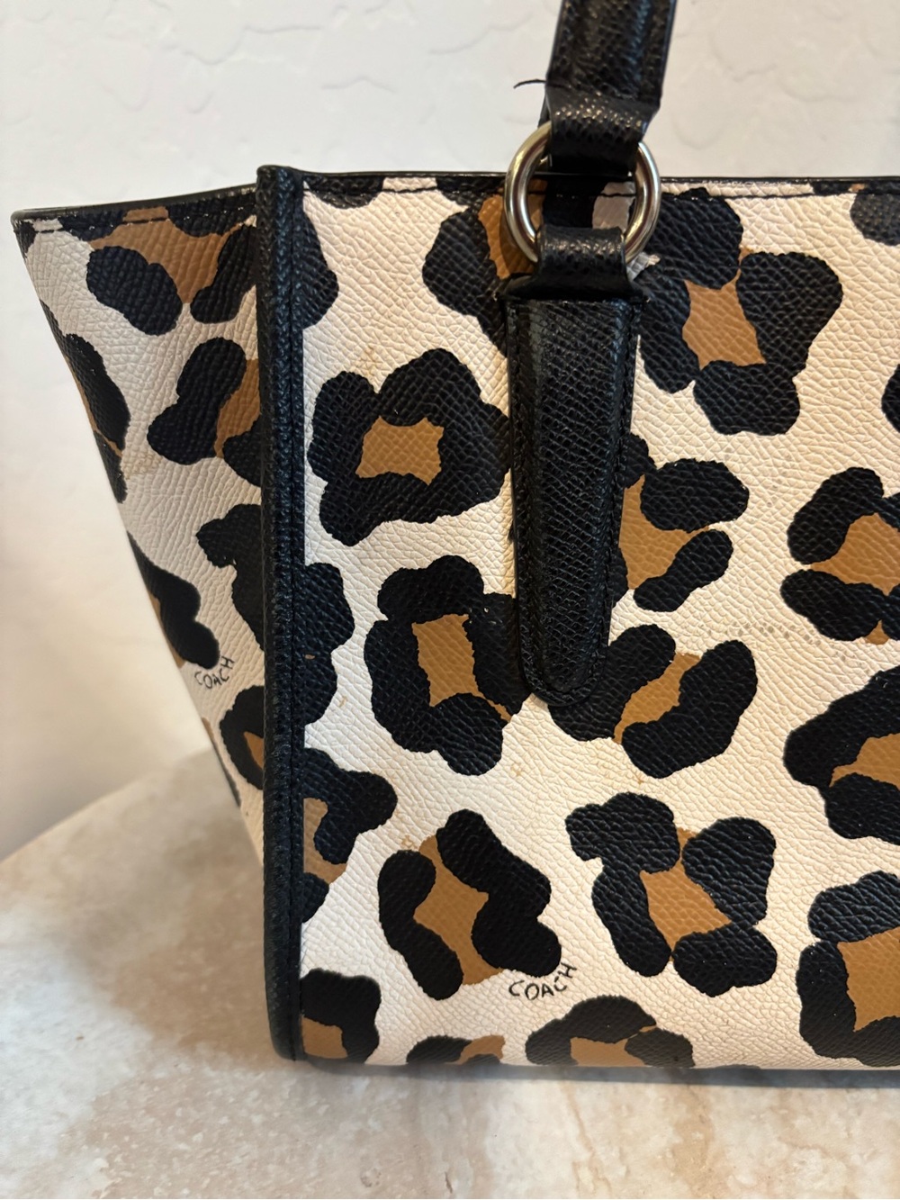 Coach Mini Crosby Carryall Leopard Print Tote Bag in Black & Brown - Picture 10 of 15